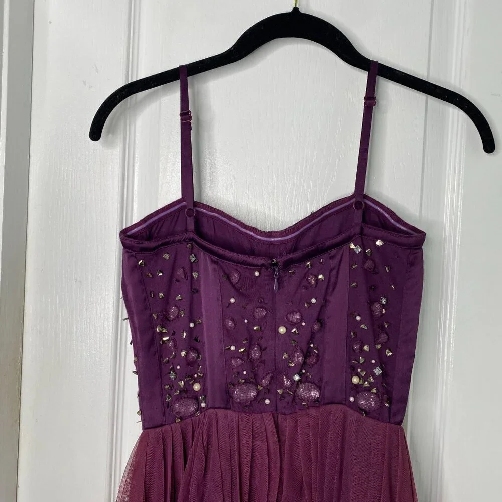 Free People Beaded Bustier/Corset dress w/ Pleated & Ruffled Tulle Skirt XS #318 - Picture 5 of 11